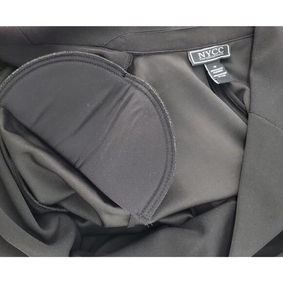 NYCC 3/4 Sleeve Collared Open Front Dress Blazer Shoulder Pads Black Womens 1X - Picture 6 of 7